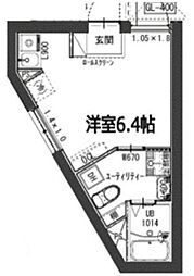 京急本線 新馬場駅 徒歩7分の賃貸マンション 2階ワンルームの間取り