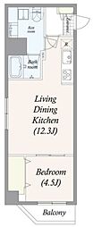 アルファコート東あずま 1LDKの間取図画像