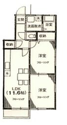 イーグルハイツB 2LDKの間取図画像