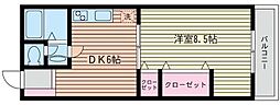 コスモAoi三ツ沢 1DKの間取図画像