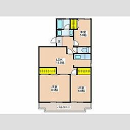 第3ルミエールハヤシ 2階3LDKの間取り