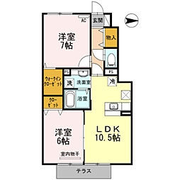 JR紀勢本線 黒江駅 徒歩24分の賃貸アパート 1階2LDKの間取り