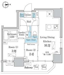 デュオフラッツ浅草田原町ネスト 2LDKの間取図画像