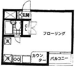 ディアコート中延 3階ワンルームの間取り