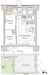 ブランシエスタ木場 2LDKの間取図画像