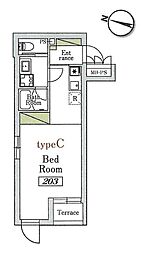 n flat 2階1Kの間取り