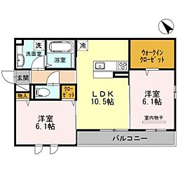 メゾンシェーヌ 2LDKの間取図画像