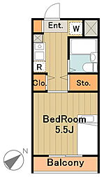 京王相模原線 南大沢駅 徒歩6分の賃貸マンション 3階1Kの間取り