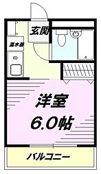 M.T小山 2階1Kの間取り