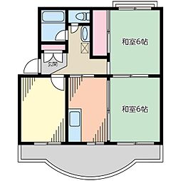 グリーンハイム 4階3DKの間取り