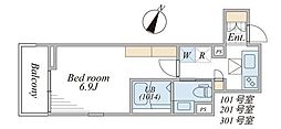 ウィンドテラス四つ木2 1Kの間取図画像