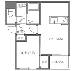 タウンコート飯田橋 4階1LDKの間取り