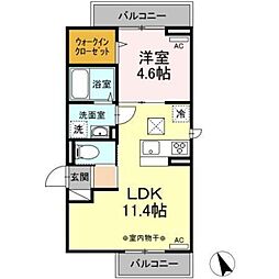 Dフラット大和田 1LDKの間取図画像