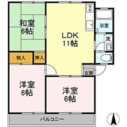 TAPサンハイツA 3LDKの間取図画像