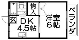 パナハイツ翠香 1DKの間取図画像