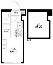 ハーモニーテラス池袋本町 2階ワンルームの間取り