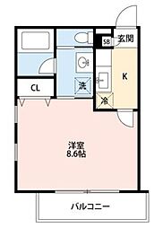 サクラ田園調布 1Kの間取図画像