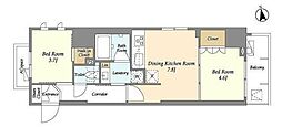 ジオエント浅草雷門 4階2DKの間取り