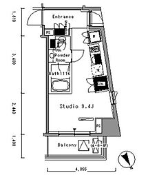 パークアクシス新板橋ウエスト 5階ワンルームの間取り