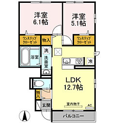 東急田園都市線 青葉台駅 バス6分 田奈高校バス停下車 徒歩5分の賃貸アパート 1階2LDKの間取り