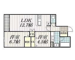 GREEN CREST 2LDKの間取図画像