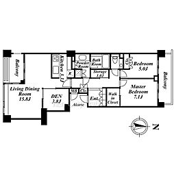 パーク・コート三田綱町 2SLDKの間取図画像
