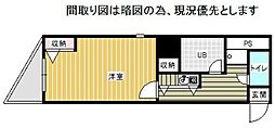 大蔵ビル桜坂 1Kの間取図画像