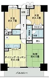 ライオンズプラザ松戸中央公園 11階3DKの間取り
