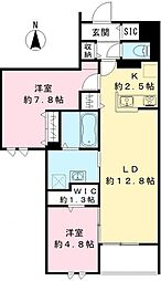 芝弥生レジデンス 2LDKの間取図画像