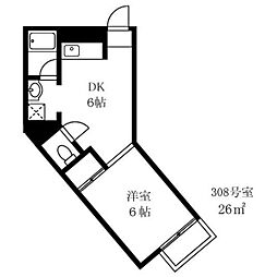 グランドールハイツ 1DKの間取図画像