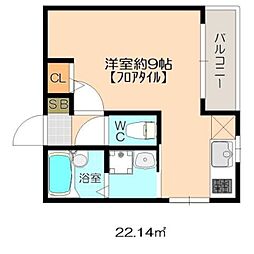 Ａレガート和白II 2階1Kの間取り