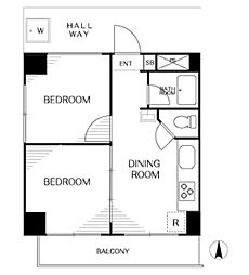 スタジオスクエア洗足 4階2DKの間取り