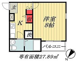 東京メトロ東西線 行徳駅 徒歩18分の賃貸マンション 1階1Kの間取り