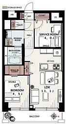 赤門ロイヤルハイツ 1SLDKの間取図画像
