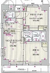 エステムプラザ神楽坂North Residence 7階2LDKの間取り