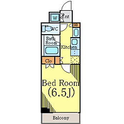 ルーブル川崎中丸子 6階1Kの間取り