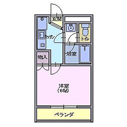 マンション千寿 3階1Kの間取り