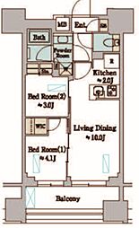 Brillia ist 墨田曳舟 11階2LDKの間取り