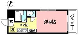 相模大野コーポフロンティアII 4階1Kの間取り