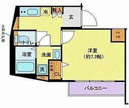 ディアレイシャス池尻大橋 3階1Kの間取り
