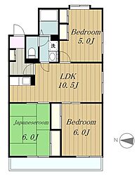 グレイスコートＢ 1階3LDKの間取り
