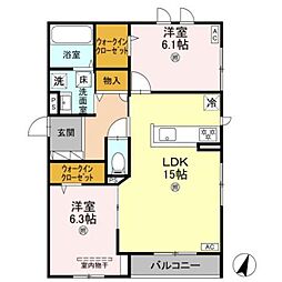D’Sophia 1階2LDKの間取り