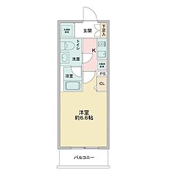 京成本線 お花茶屋駅 徒歩7分の賃貸マンション 4階1Kの間取り