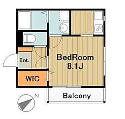 フェリーチェB 1階1Kの間取り