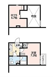 阪神本線 大物駅 徒歩6分の賃貸アパート 2階1Kの間取り
