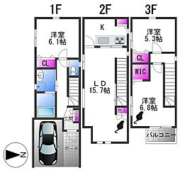 池島町3丁目戸建 1階3LDKの間取り