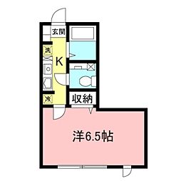 Ｃｏｕｒｔ　ＯＷＬ 1階1Kの間取り