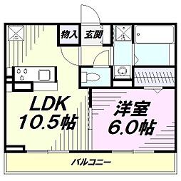 ルピナ 1階1LDKの間取り
