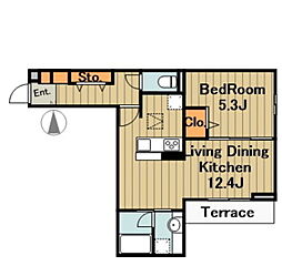 アルスフィルド相模原 1LDKの間取図画像