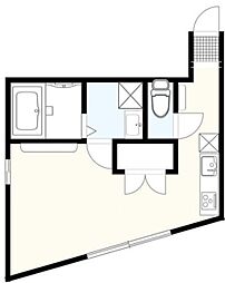 プラティーク代沢 4階ワンルームの間取り
